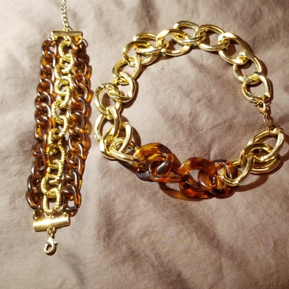 Tiger Lapis & gold matching choker & bracelet